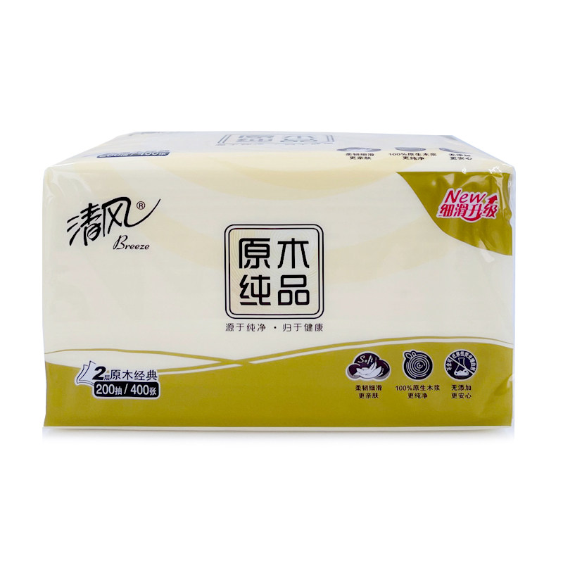 清风120抽原木纯品16提48包纸巾