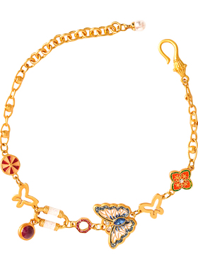 A青花瓷蓝蝴蝶古法珐琅彩手链