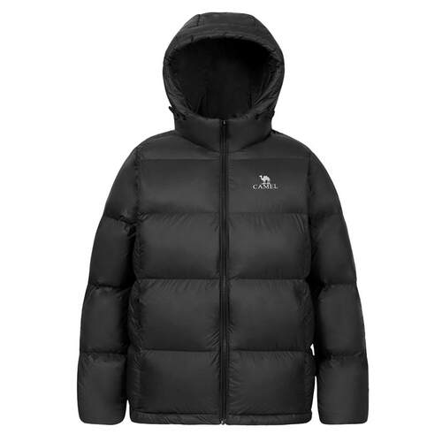 骆驼灰色羽绒服女2026冬季羽绒衣纯色简约百搭保暖连帽外套男