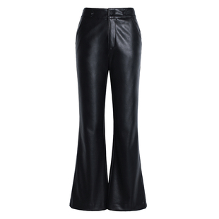 真皮皮裤女九分裤2025秋冬高腰微喇绵羊皮休闲长裤韩版修身鱼尾裤