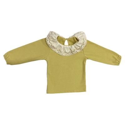 女童T恤圆领甜美长袖花边打底衫