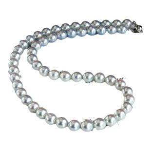 『天然银灰蓝』无调色真多麻珍珠项链海水珍珠颈链吉尔德优雅时尚