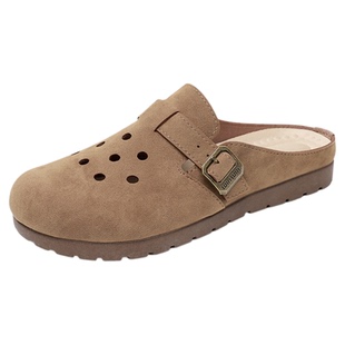 夏季新款踩屎感软底勃肯鞋一脚蹬懒人洞洞鞋女鞋时尚透气包头拖鞋