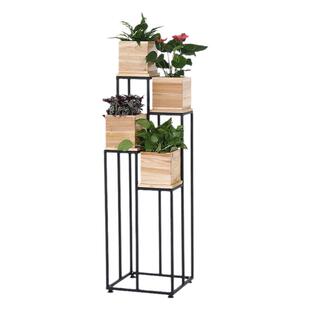 简约铁艺花架阳台多层实木花盆架子客厅室内家居落地吊兰北欧