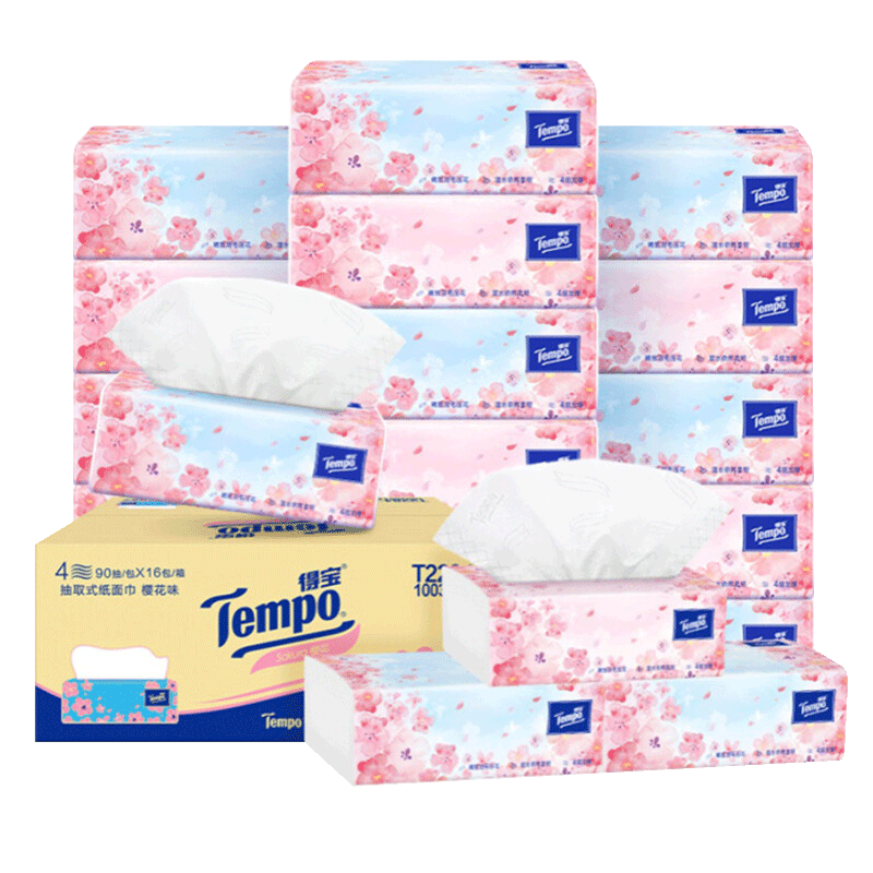 Tempo得宝樱花香抽纸四层加厚