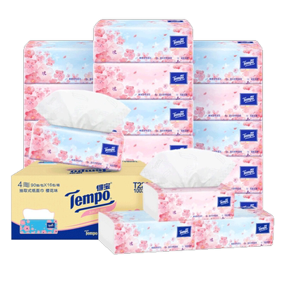 Tempo樱花整箱四层抽纸
