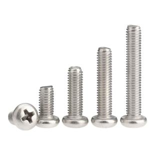 304不锈钢盘头螺丝钉 十字圆头机牙螺钉M1M2M2.5M2.6M3M3.5