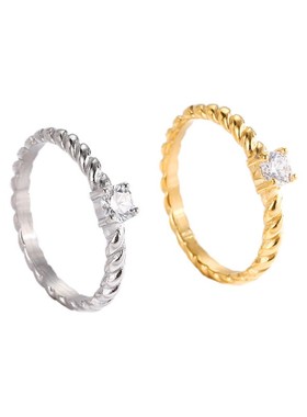 嵌锆石爪钻钛钢时尚戒指ring女戒