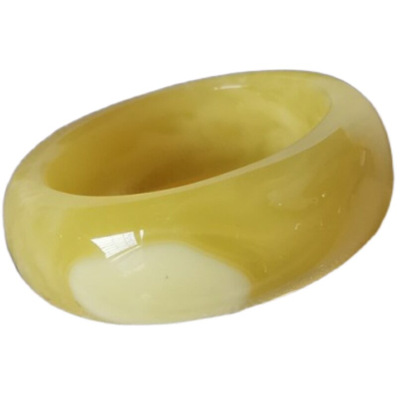 原矿纯天然鸡油黄扳指琥珀蜜蜡