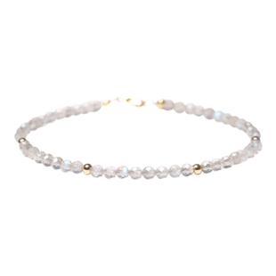 极细切面天然白水晶草莓晶月光石碧玺绿松石14K包金女手链饰包邮