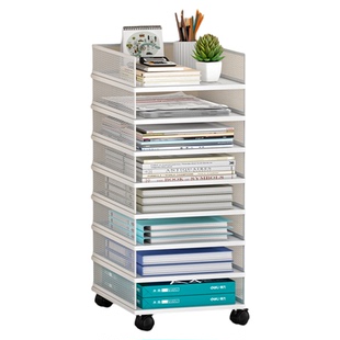 办公桌下文件收纳架A4文件架可移动资料架办公室文件夹整理架资料分类架大容量多层书立架金属多功能置物架子