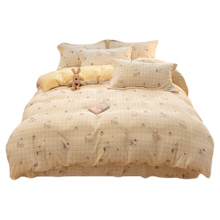 冬季牛奶绒四件套加绒加厚大学寝室三件套150x200x230cm床单被套