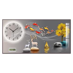 轻奢餐厅装饰画现代简约万年历钟表饭厅背景墙挂画电子时钟表壁画