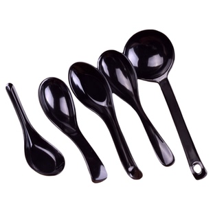 A5黑色汤勺商用餐饮密胺勺子塑料砂锅米线勺子汤粉勺吃面餐厅饭店