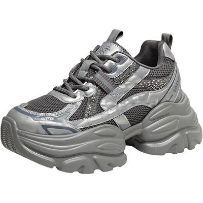 百思图2025冬季商场新款厚底透气老爹鞋女加绒运动休闲鞋B8161DD5