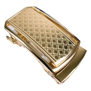 男士皮带头自动扣头商务经典格子腰带头卡扣加厚合金裤带头3.5