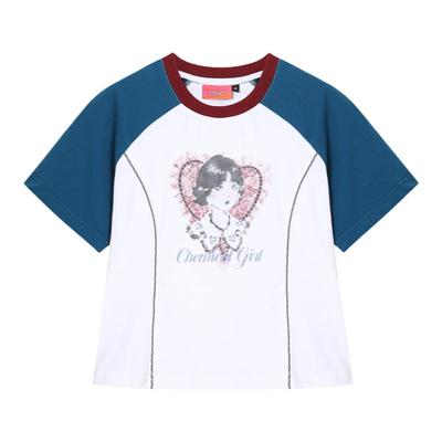 休闲常规昭和少女印花短袖T恤女