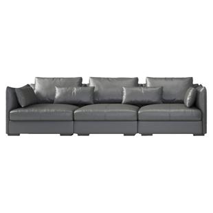 VATAR梵达真皮沙发全青皮高端意式现代简约直排设计师黑色皮沙发