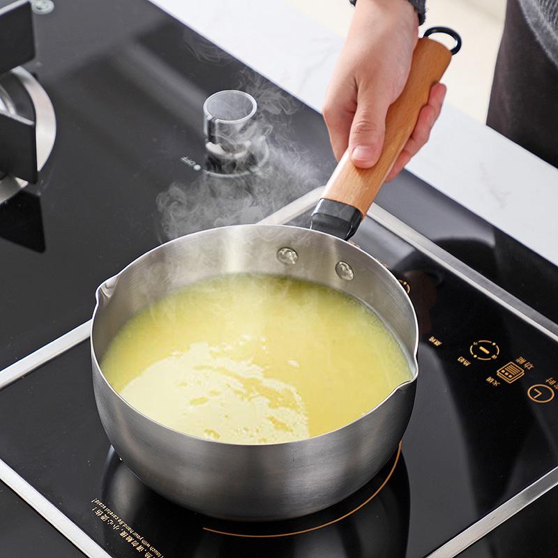 不锈钢汤锅电磁炉单柄奶锅煮面锅牛奶豆浆锅五谷渔粉锅家用大号