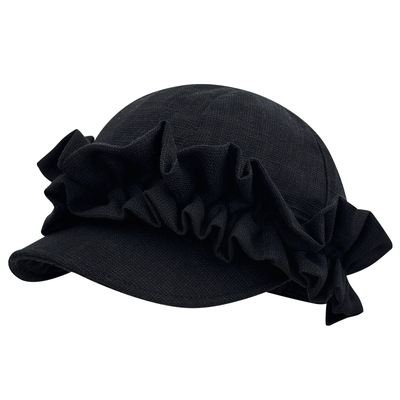 日系复古棉麻显脸小贝雷帽女春夏