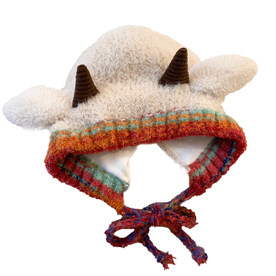 可爱小羊耳朵毛绒帽子女秋冬季