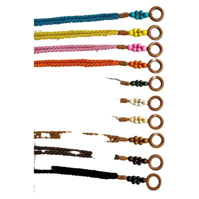 复古多色编织麻绳打结腰带