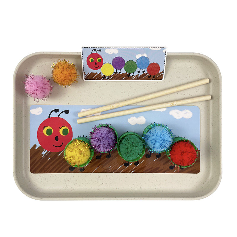 好饿的毛毛虫幼儿园教具玩教具小班早教蒙氏生活区操作材料夹毛球