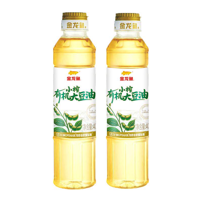 金龙鱼小榨有机大豆油400ml小瓶压榨非转基因食用油家用炒菜烹饪