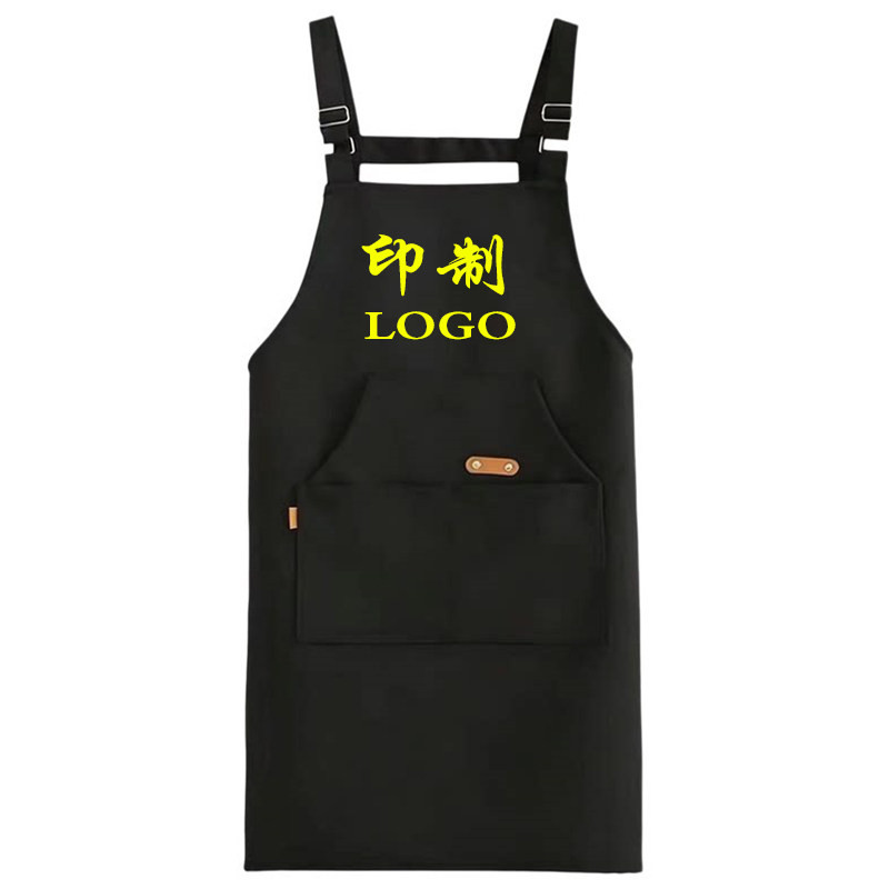 定制logo印字广告防水帆布厨师围裙餐饮专用女背带式时尚耐用高档