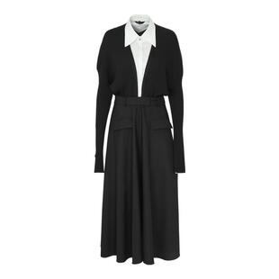 IDPAN设计感长袖连衣裙女新款品牌气质黑色轻奢高级感长裙