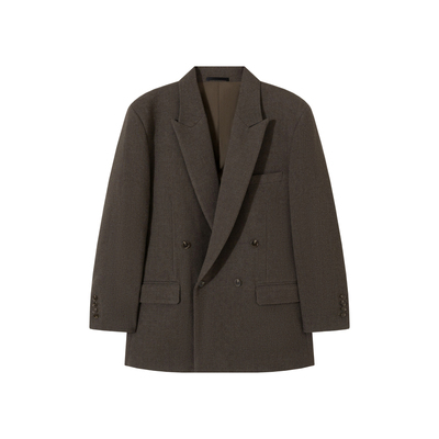 秋冬复古羊毛呢垫肩双排扣西装男