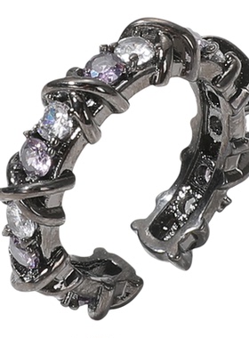 个性暗黑风镶钻戒指独特夸张枪黑