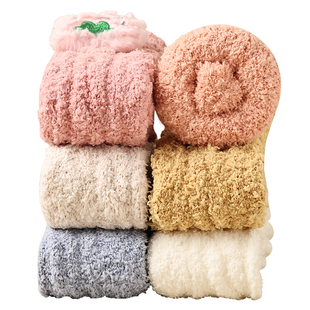 儿童珊瑚绒袜子冬季加绒加厚女童睡眠袜秋冬款保暖女孩居家地板袜