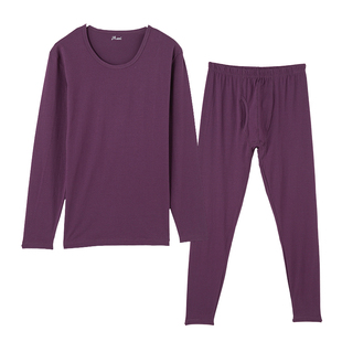 顶呱呱纯棉保暖内衣男士圆领顶瓜瓜秋衣秋裤套装青年春秋薄款打底