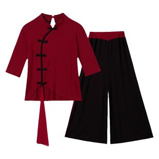 新款古典舞服装身韵中国风改良旗袍跳舞蹈短袖上衣练功服飘逸女夏