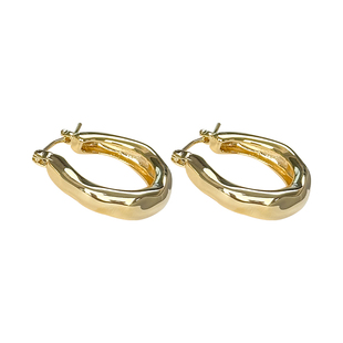 方糖家 法式复古简约素圈圆形耳环高级感小众设计个性秋冬耳饰女