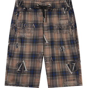 BM美式复古短裤男潮牌ins爆款字母印花格子五分休闲裤男夏季薄款