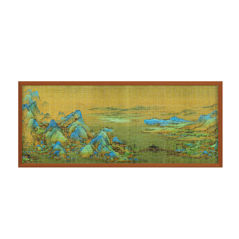 中国风山水挂画千里江山拼图1000