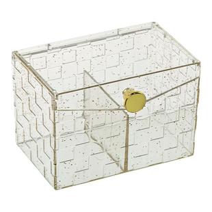 棉签收纳盒透明带盖化妆棉粉扑收纳盒镜柜梳妆台口红桌面收纳盒