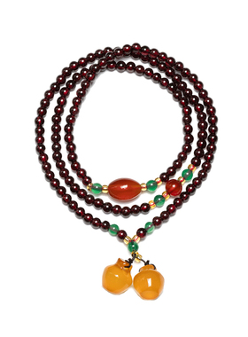 暖言女天然石榴石水晶手串