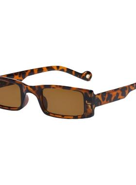 韩版长方形个性超窄框绿色眼镜