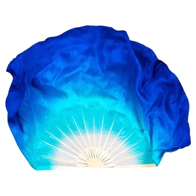 千里江山图同款湖蓝宝蓝渐变扇