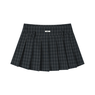 樱桃KIRSH韩系格纹百褶A字短裙女秋季新款青春学院风百搭显瘦半裙