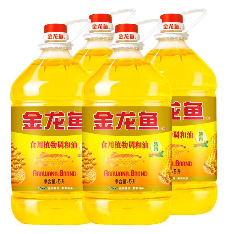 金龙鱼调和油5L*4桶花生浓香食用植物调和油烹饪煎炸炒菜营养健康