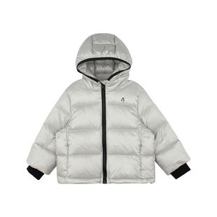 大耳象女童撞色边连帽羽绒服冬季新款宝儿90白鸭绒保暖百搭厚外套