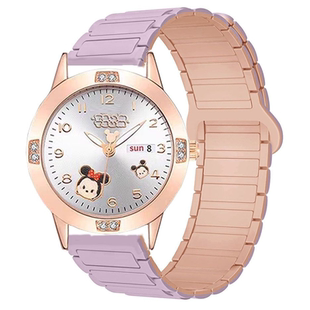 适用迪士尼米奇米妮MK-14136儿童手表带男女磁吸硅胶时尚14mm腕带