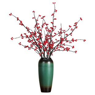 手感仿真北美冬青红果红浆果婚庆婚房装饰假花喜庆装饰果子花摆件