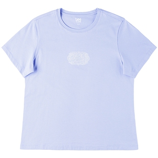 Lee26春夏新品标准版圆领蕾丝图案印花女短袖T恤休闲LWT0121954LE