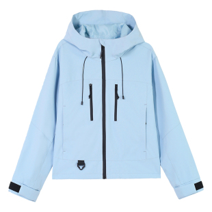 短款冲锋衣女款薄款春秋2026新款百搭宽松连帽秋季小个子风衣外套