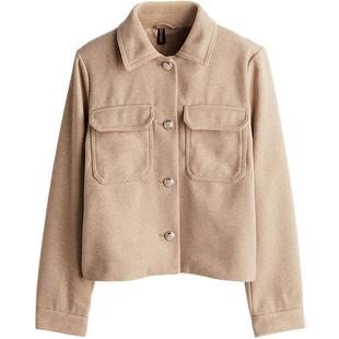 HM女装短外套冬季miu系穿搭上衣老钱风风衣翻领夹克外套1254857